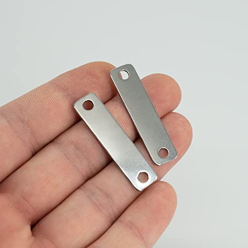 StayMax Metal Engraving Blanks Stamping Blanks 304 Stainless Steel Rectangle Blank Tags with 2 Holes 25 PCS 4cm*1cm