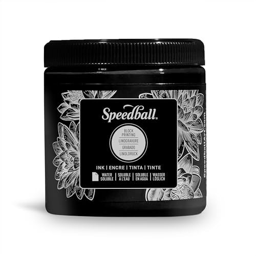 Speedball 3800 Water Soluble Block Printing Ink – Bold Color With Satin Finish Ap Non- Toxic 8 Fl. oz., Black - color: Black, size: 8 fl oz