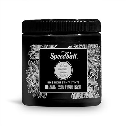 Speedball 3800 Water Soluble Block Printing Ink – Bold Color With Satin Finish Ap Non- Toxic 8 Fl. oz., Black - color: Black, size: 8 fl oz