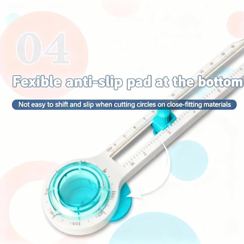 Circle Cutter, Adjustable Circle Paper Cutter with 1 Replacement Blades, Cutting Diameter 8-32cm, Circular Rotary Cutter for Paper Crafts, Paper Trimmer for DIY Craft Scrapbooking Card Making
