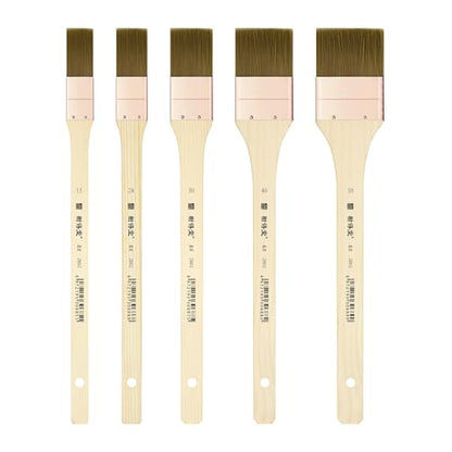 XDT#2802 Hake Brush 5Pc Set- Flat Watercolor Brush with Nylon Hair,Versatile Hake Paintbrush for Painting & Broad Strokes - size: Nylon 5Pc