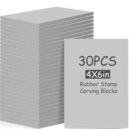 Frienda 30 Pcs 4" x 6" Rubber Linoleum Block for Printmaking,Grey - color: Grey