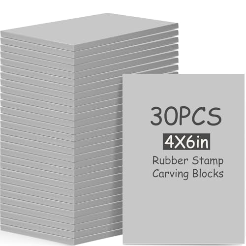 Frienda 30 Pcs 4" x 6" Rubber Linoleum Block for Printmaking, Grey - color: Grey