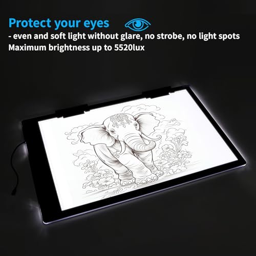 YINGWOND Rechargeable A2 Light Pad, Wireless Battery Powered Artist Tracing Light Box, 3 Colors/6-Level/Stepless Adjusted Brightness Large Light Board for Diamond Painting, Cricut Weeding Vinyl, Art - style: Rechargeable-A2