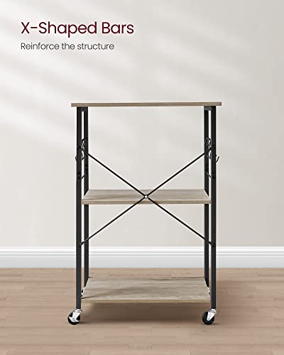 VASAGLE Kitchen Shelf on Wheels, 23.6 Inches Serving Cart with 3 Shelves - color: Heather Greige + Ink Black, size: 23.6"W x 35"H, style: Shelf