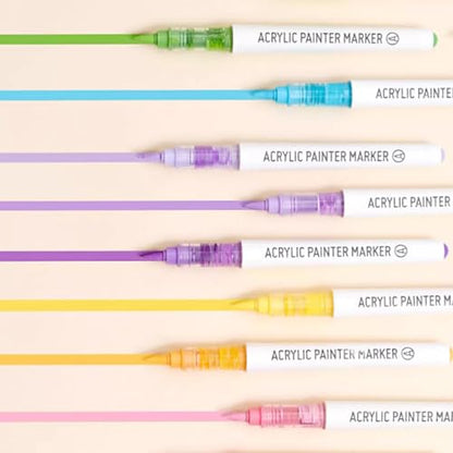 Water Based Acrylic Paint Markers Green, 9 Colors Paint Pen Set - color: Green Series