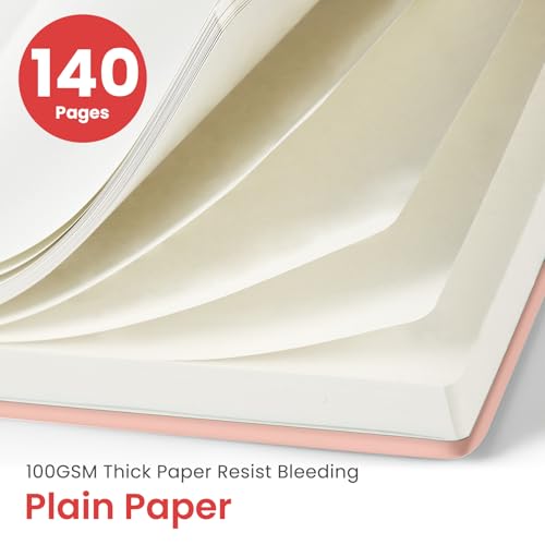 Taja Blank Spiral Journal Notebook for Women & Men, 140 Pages, Sketch Book, Plain Notebook for Drawing & Sketching, Journals for Creative Writing, A5(5.7" x 7.9") – Pink - color: B.Pink, style: d-Blank