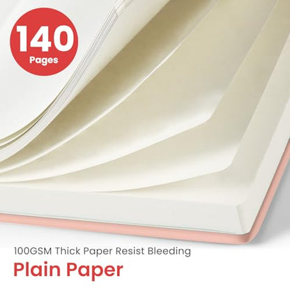 Taja Blank Spiral Journal Notebook for Women & Men, 140 Pages, Sketch Book, Plain Notebook for Drawing & Sketching, Journals for Creative Writing, A5(5.7" x 7.9") – Pink - color: B.Pink, style: d-Blank