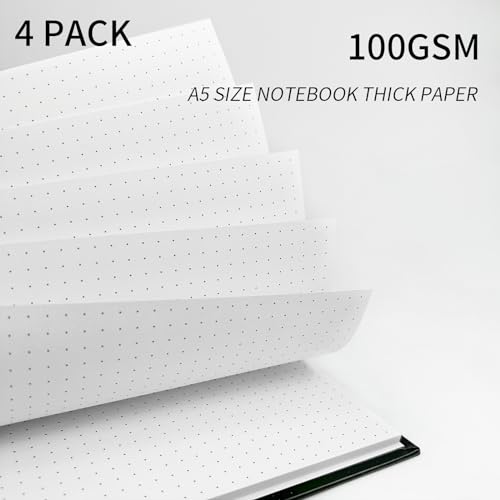 A5 Dotted Journal Spiral Notebook | 4 Pack Dot Grid Notebook Hardcover Notebook Thick Dotted Paper Notebook Hardcover Journal for School, Office, Artist - size: A5, style: DOTTED NOTEBOOK
