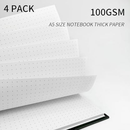 A5 Dotted Journal Spiral Notebook | 4 Pack Dot Grid Notebook Hardcover Notebook Thick Dotted Paper Notebook Hardcover Journal for School, Office, Artist - size: A5, style: DOTTED NOTEBOOK