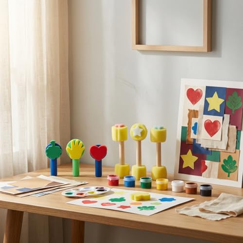 17Pcs Sponge Stamp Brushes Set, Creative Foam Paint Daubers and Shape Stampers for Graffiti, Art Projects, and Artistic Painting