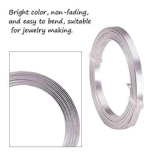 Pandahall 6.56 Feet 18 Gauge Aluminum Craft Wire 5x1mm Bezel Strip Wire Silver Flat Wide Bendable Wire Metal Artistic Wires for Sculpting Armature Floral DIY Craft Jewelry Making
