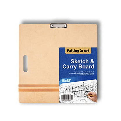 Falling in Art 18x18 Sketch Board with Sturdy Clip &Rubber Bands | Professional Art Drawing Board, Portable Artists Clipboard for Classroom and Studio Drawing - size: 18X18"