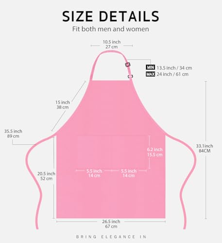 Syntus Apron for Men Women, Adjustable Cooking Kitchen Apron with 2 Pockets | Machine Washable, Firm Stitching, Stain Resistance, Long Tie Straps, 2 Pockets, Versatility, Unisex Use, Gift, BBQ - color: Hot Pink, style: 2 Polyester