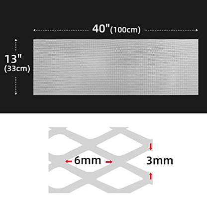 AggAuto Universal 40"x13" Car Grill Mesh 3x6mm Rhombic Hole White | Aluminum Alloy Automotive Grille Insert Bumper, One of the Most Multifunctional Shape Grids 100x33cm - size: 3x6mm Rhombus - White