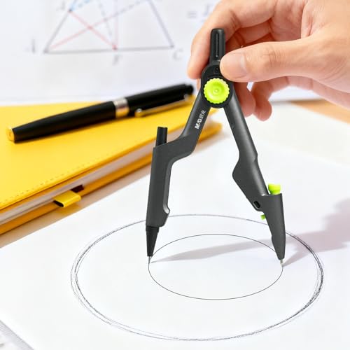 M&G Professional Metal Geometry Compass, 12.59 Inch Maximum Diameter, Lockable Distance & Safety Retractable Needle, Includes Extra Lead, Ideal for Drafting & Drawing - style: Upgraded