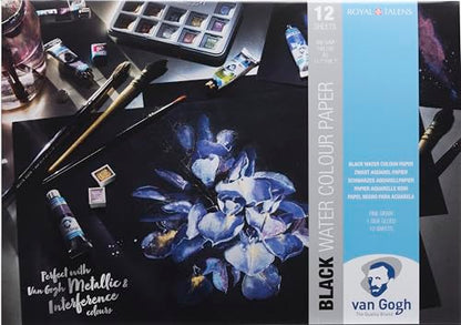 Van Gogh Watercolor Paper Pad, 140lb., Black Paper, 12 Sheets, 11.7" x 16.5" / A3 - color: Black, size: A3