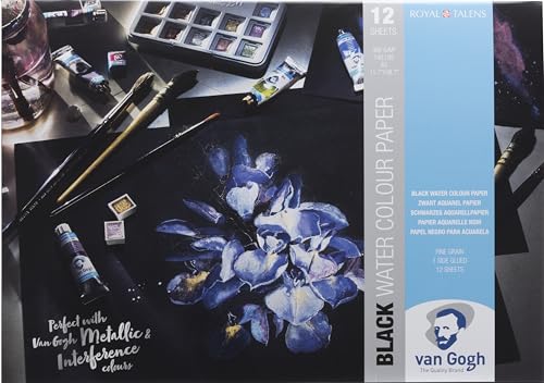 Van Gogh Watercolor Paper Pad, 140lb., Black Paper, 12 Sheets, 11.7" x 16.5" / A3 - color: Black, size: A3