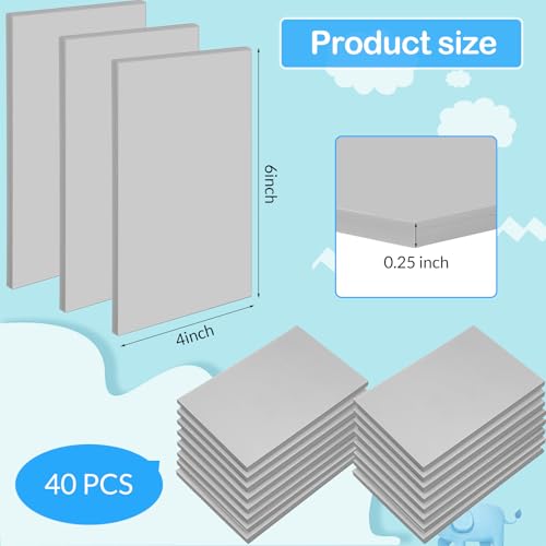 Frienda 40 Pcs 4"x6" Rubber Carving Blocks Linoleum Block Stamp Making Kit Soft Rubber Carved Brick for Stamp Maker Printmaking Supplies Craft Project(Gray) - color: Gray