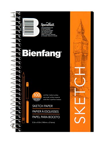 Bienfang Sketch Pad 5.5x8.5 Inch, 100 Sheets of 60lb 90gsm Art Paper, Spiral Bound Sketch Book Drawing Notebook - size: 5-1/2 by 8-1/2-Inch