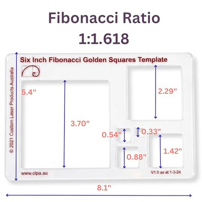 Fibonacci 6" 2-Piece Drawing Template Set, Golden Ratio Stencils - style: Set - 6" Square/Spiral