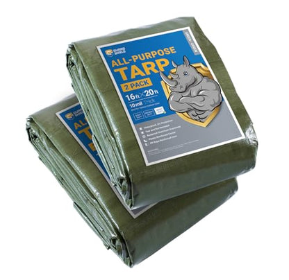 GUARD SHIELD Tarps Heavy Duty Waterproof 16x20 Feet Green Poly Tarp Cover Outdoor Thick UV Resistant Tarpaulin with Grommets 10mil (2-Pack) - color: Green, size: 16x20 (2-Pack)
