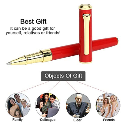 YIVONKA Luxury Ballpoint Pen Black Refill Line width 0.5mm,Best Office Pen Gift for Men & Women Professional Executive,Nice BallPens Classy Gift Box (Red) - color: Red