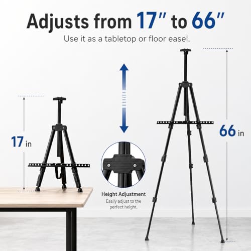 RRFTOK 17-66 Inch Adjustable Art Easel Stand for Painting and Sign, Black - style: 66S Black 1-pack