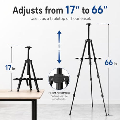 RRFTOK 17-66 Inch Adjustable Art Easel Stand for Painting and Sign, Black - style: 66S Black 1-pack