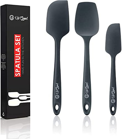 UpGood Silicone Spatula Set 600°F - High Heat Resistant Nonstick, Small and Large Kitchen Spatulas - Flexible BPA Free Professional Grade Cookware - Utensils for Cooking, Baking, Mixing(3 Pcs, Grey) - color: Gray, size: 3 Piece Set