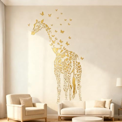 TIAMECH A4 Reusable Giraffe Stencil for Painting | Butterflies Layering Template, DIY Wall Art, Wood Furniture, Scrapbook & Crafts (8.3x11.7inch) - style: Giraffe Butterflies
