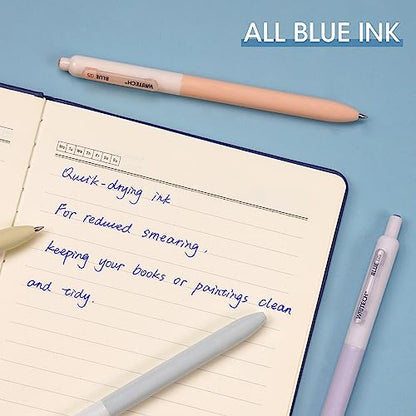 WRITECH Gel Pens Fine Point: 0.5mm Blue Ink Silent Click 8ct - color: Blue