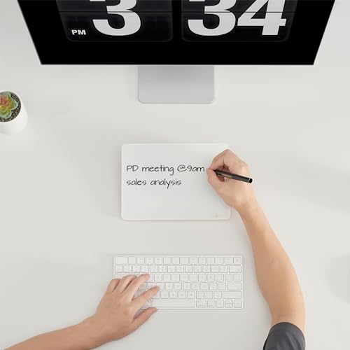 Yeoux Desktop Glass Whiteboard with Reversible Wood Stand 6.7"x9.5" - color: Beech-white Horizontal
