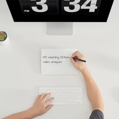Yeoux Desktop Glass Whiteboard with Reversible Wood Stand 6.7"x9.5" - color: Beech-white Horizontal