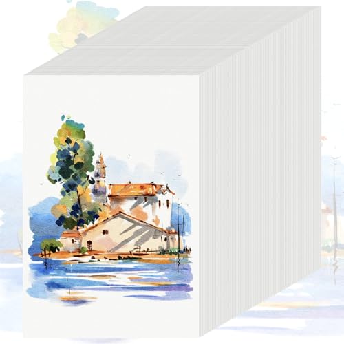 105 Sheets Watercolor Paper 9x12, 140 LB Cold Press Watercolor Paper Bulk | 300 GSM Water Color Paper 9x12, Art Supplies for Kids Adults, Watercolor Paper Pad for Painting, Sketching, Acrylic, Gouache - color: 105 Sheets, size: 9 x 12 IN