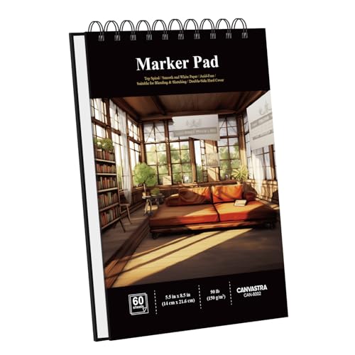 CANVASTRA Marker Sketchbook 5.5x8.5, Small Marker Paper Pad, 90lb/150gsm Paper for Markers, 60 Sheets Sketch Pad for Alcohol Markers, Christmas Gifts for Grandkids. - size: 5.5" × 8.5", 60 Sheets
