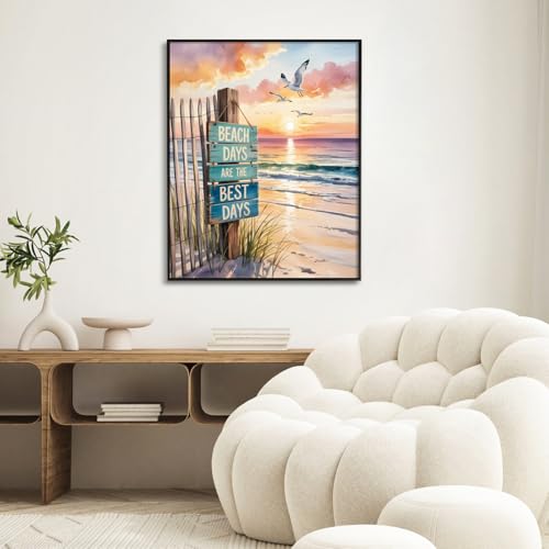 Paint by Numbers Kit for Adults, Beach DIY Acrylic Painting Kit, 16x20 Inch - color: CYOP1P01
