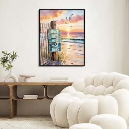 Paint by Numbers Kit for Adults, Beach DIY Acrylic Painting Kit, 16x20 Inch - color: CYOP1P01