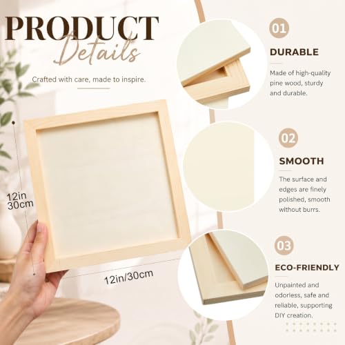 Kathfly 12 Pcs 12 x 12 Inch Wood Panels for Painting,Unfinished Boards - size: 12 x 12 inch