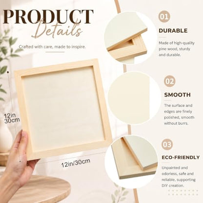 Kathfly 12 Pcs 12 x 12 Inch Wood Panels for Painting,Unfinished Boards - size: 12 x 12 inch