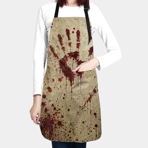 Giwawa Unisex Adult Apron Waterproof Stain Resistant Kitchen Cooking Apron with 2 Pockets for BBQ Grill Painting - color: Blood