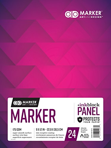 AD Marker Chartpak Paper Pad with Ink Block Panel, 175 GSM, 9 x 12, 24 Sheets/Pad, White, 1 Each (26061301015) - size: 9 x 12 Inches