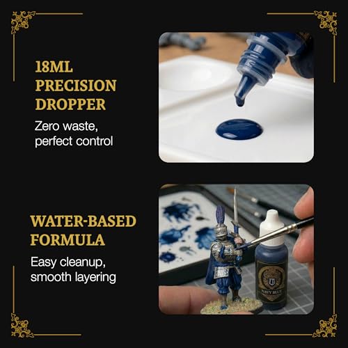 Ludus Bellum Miniature Paint Navy Blue Color 18ml Precision Dropper Bottle | Professional Acrylic Paint for Miniatures & Models, Provides Quality Acrylic Tones and Shades for Warhammer 40K D&D Figures - color: Navy Blue