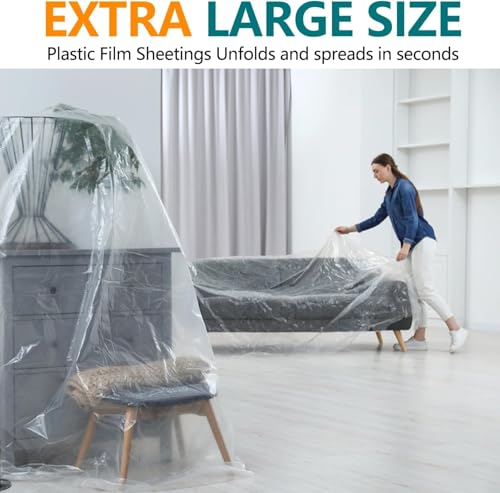 12x9 ft Plastic Drop Cloths, 3-Pack Disposable Painter's Sheeting for Floor, Furniture, Painting,Car & Renovation Protection (3 Pack) - color: 3 PACK