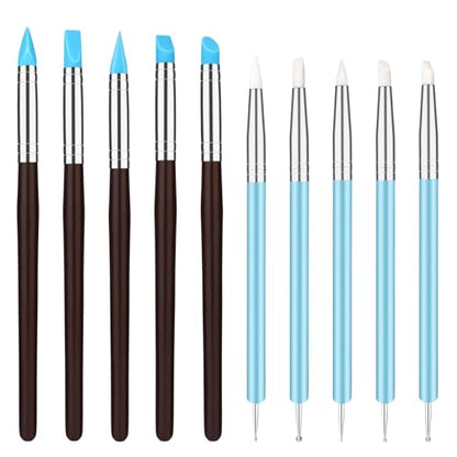 10 Pcs Silicone Clay Tools, Silicone Sculpting Tools, Polymer Clay Tools | Dotting Tools for Painting, Silicone Brushes for Crafts, Nails - color: Color C