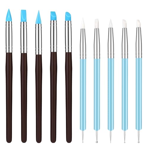 10 Pcs Silicone Clay Tools, Silicone Sculpting Tools, Polymer Clay Tools | Dotting Tools for Painting, Silicone Brushes for Crafts, Nails - color: Color C