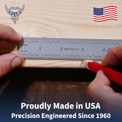 Made in USA 6" Metal Ruler, Flexible | 3R Graduation, Precision Measuring Tool - color: silver, size: 6"