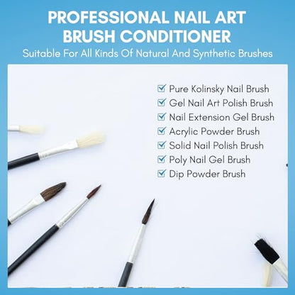 Makartt Nail Art Brushes Cleaner 70ml/2.36 Fl.oz | Nail Polish Brush Bristles Conditioner Restorer Liquid for Solid Gel/Nail Extension/Builder Nail Gel/Dip Powder Manicure - color: Clear-Nail Brush Conditioner