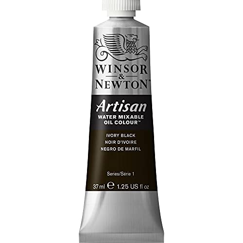 Winsor & Newton Artisan Water Mixable Oil Paint, 37ml, Ivory Black | Clean with water; no solvents needed. Color depth, lightfastness, opacity/transparency are the same as traditional oils. - color: Ivory Black, style: 1.25-oz