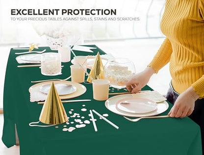 Utopia Kitchen Plastic Table Cloth Disposable [Green, 6 Pack] | Rectangle Tablecloth Waterproof Stain Resistant Party Table Cover - color: Green, size: 54X108 Inch - 6PC